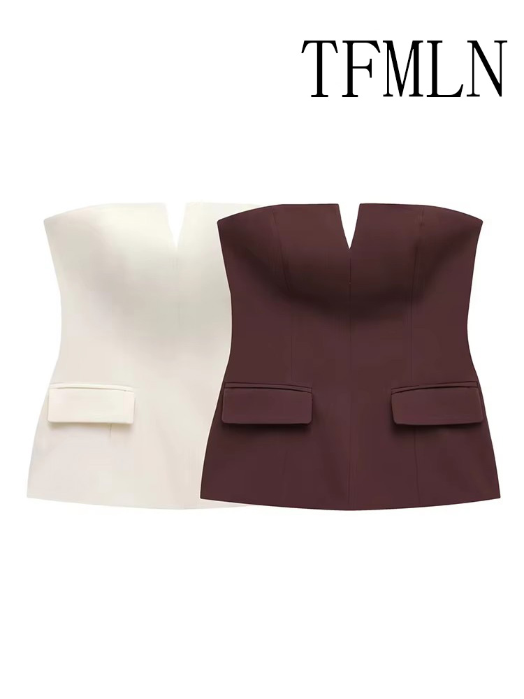Street Fashion Youtube - TFMLN Womens Strapless Crop 2025 Tops