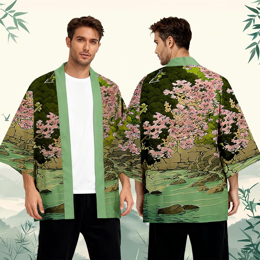 Street Fashion Kimono - Cherry Blossom Pattern Japanese Style Kimono