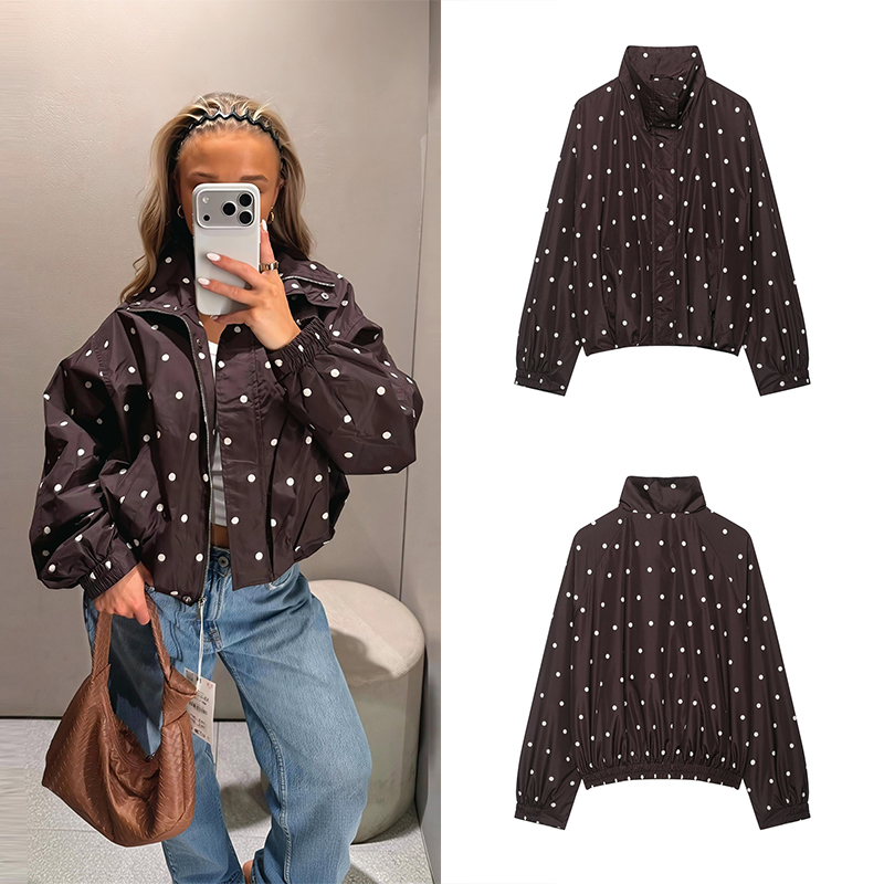 Street Fashion Trends 2026 - Guobioziy Women's Polka Dot Aviator Jacket
