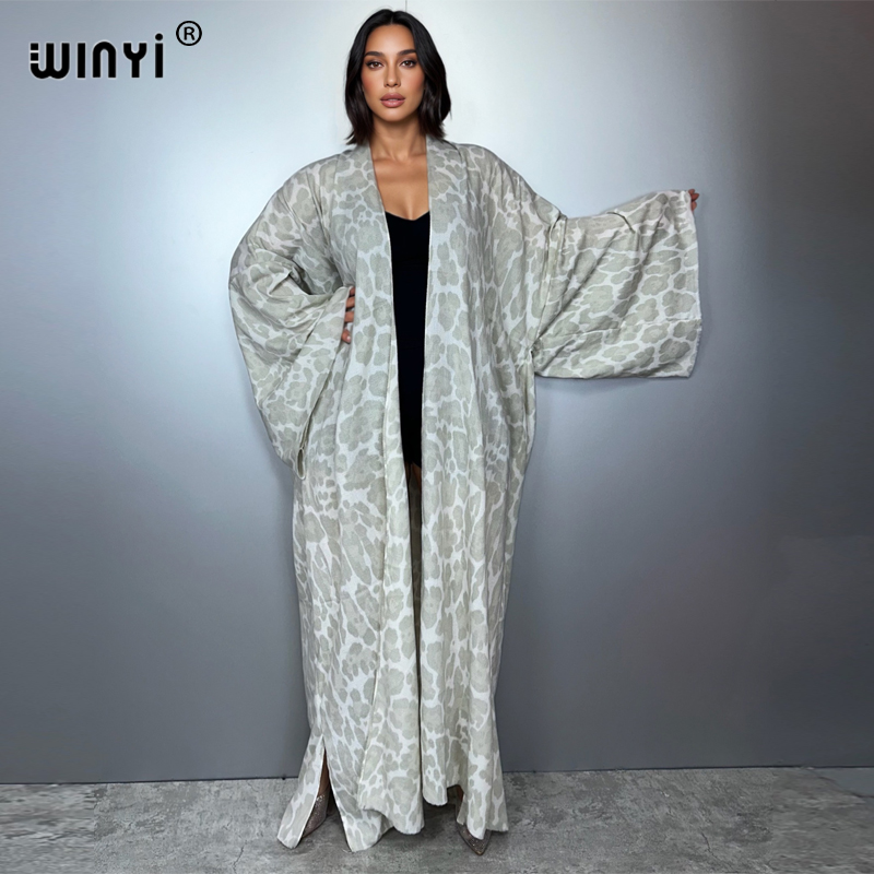 Street Fashion Kimono - WINYI winter Leopard cardigan Africa women