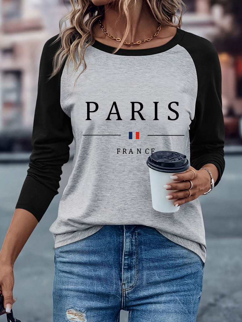 Street Fashion Paris - Fashion Paris Letter Print Casual Long