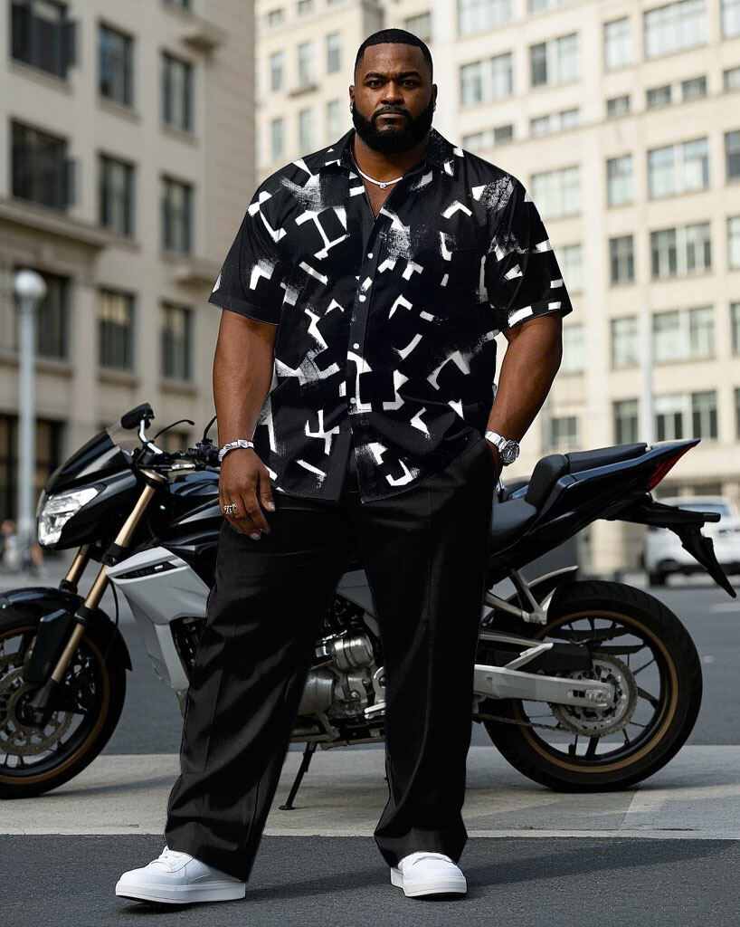 S-9XL Plus Size Men's Geometri - Camo Pattern Set 评论和价格