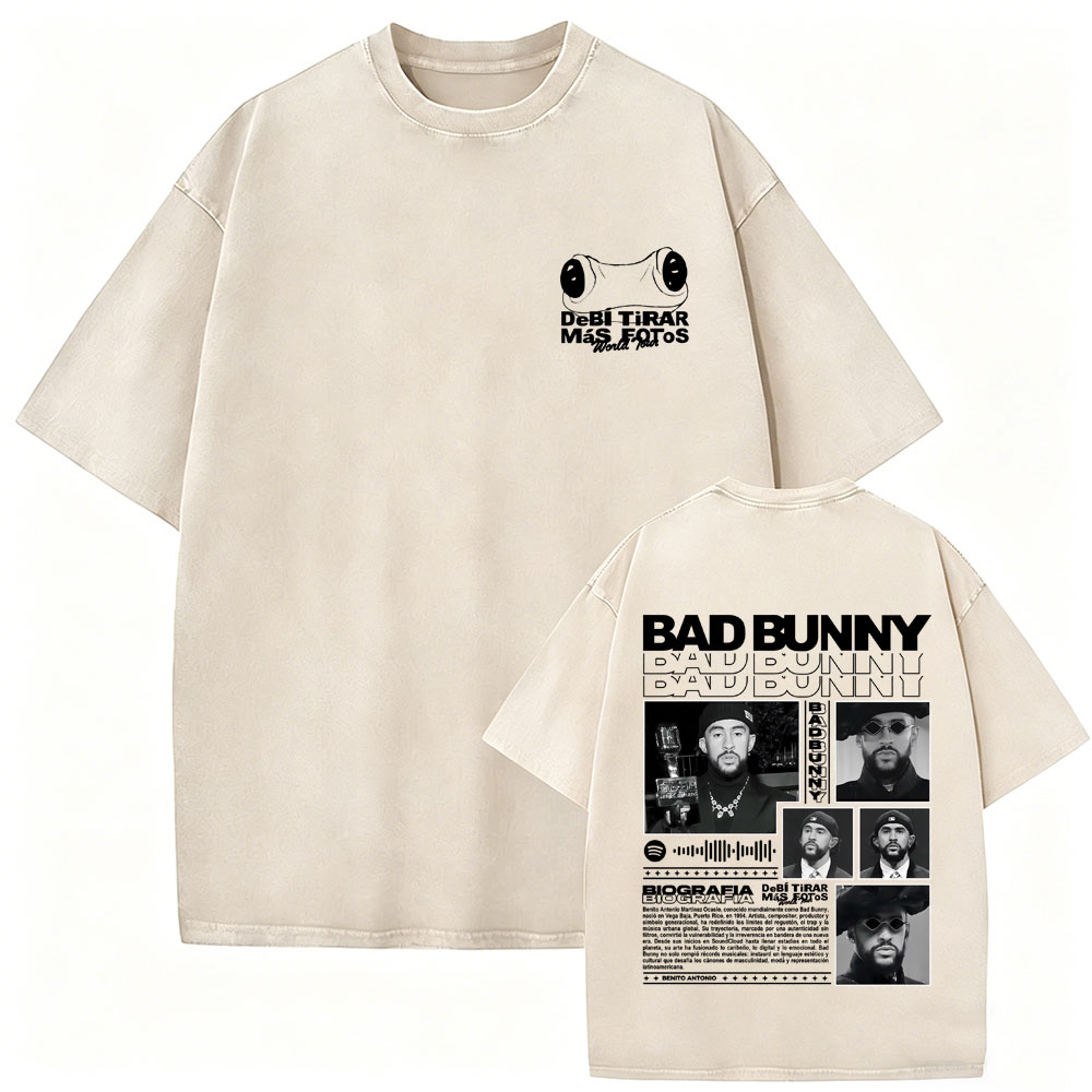 Rapper Bad Bunny Vintage Washe - Foto Street Fashion 评论和价格