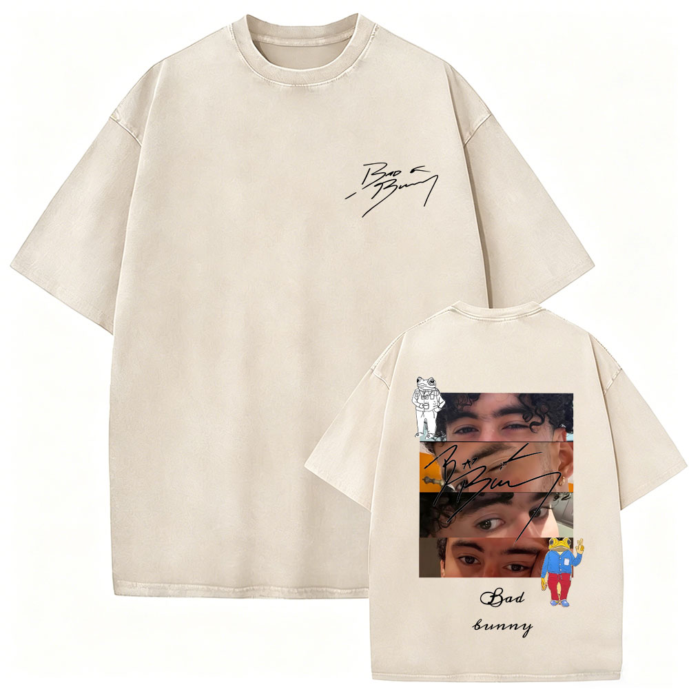 Rapper Bad Bunny Vintage Washe - Foto Street Fashion 评论和价格