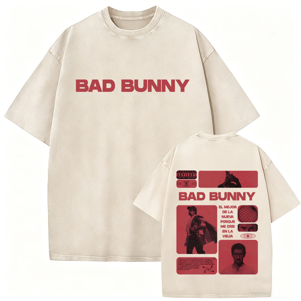Rapper Bad Bunny Vintage Washe - Foto Street Fashion 评论和价格