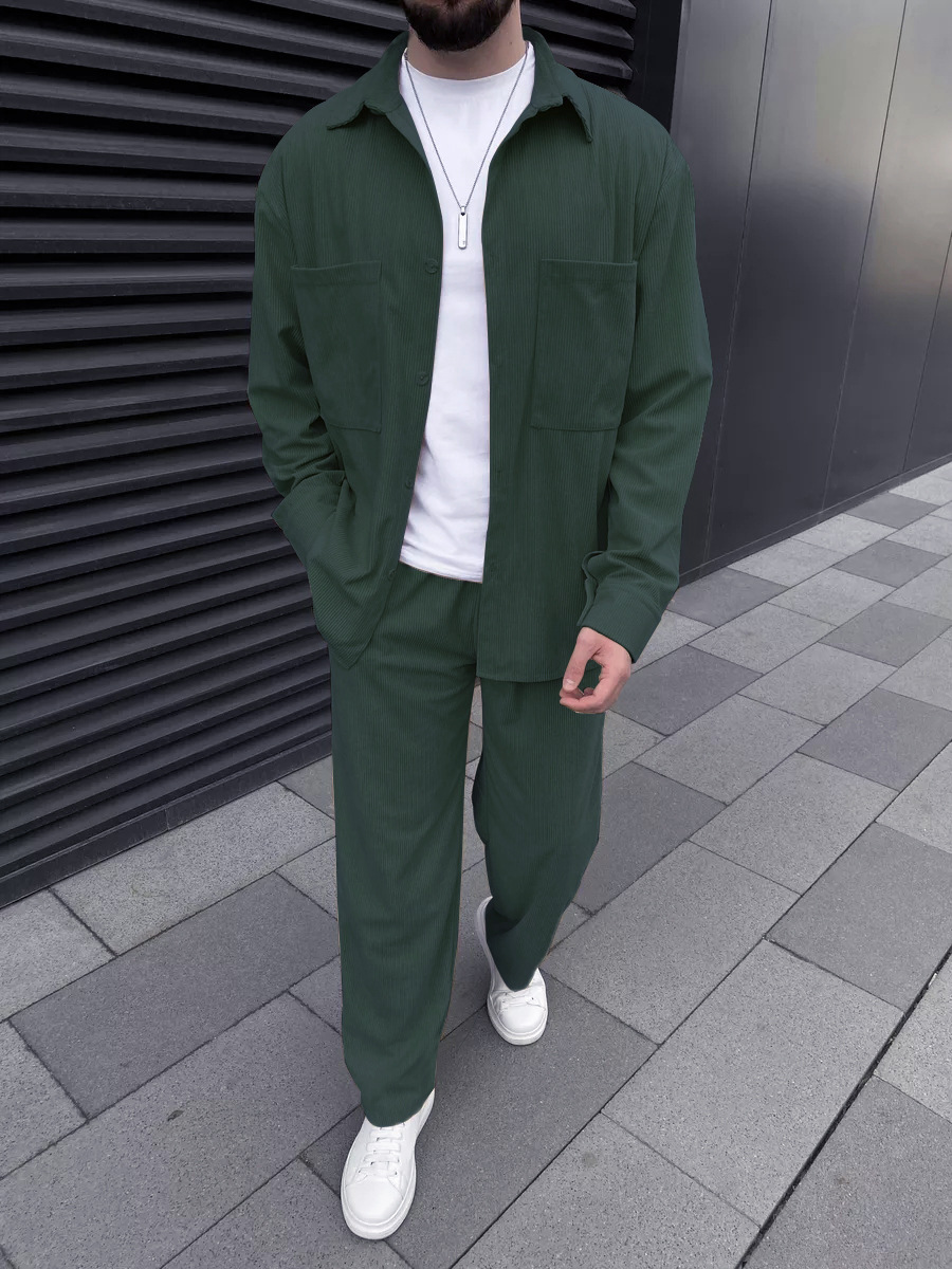 Men's Corduroy Two-Piece Outfi - Street Fashion Clothes 评论和价格