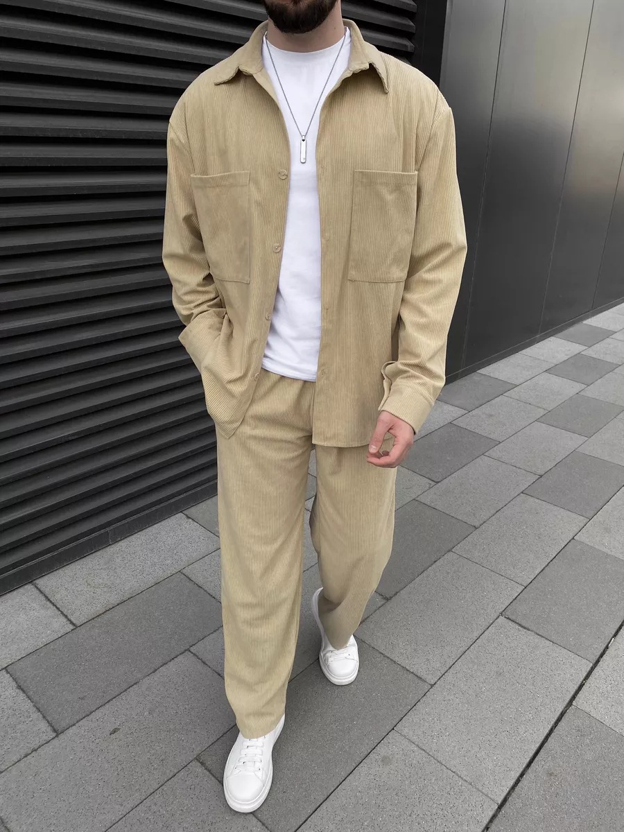 Men's Corduroy Two-Piece Outfi - Street Fashion Clothes 评论和价格
