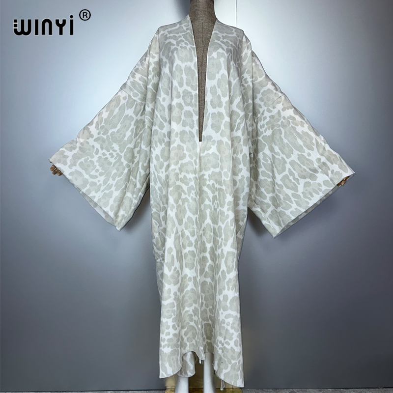 WINYI winter Leopard cardigan  - Street Fashion Kimono 评论和价格
